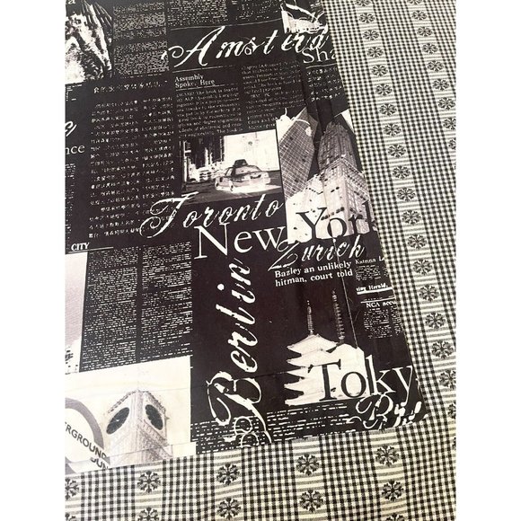 Set of 2 Alamode Home Passport Shams Black White Reversible Cotton Cities News - Picture 7 of 10